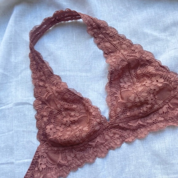 Free People Other - Free People Mauve Pink Halter top floral lace Bralette size medium